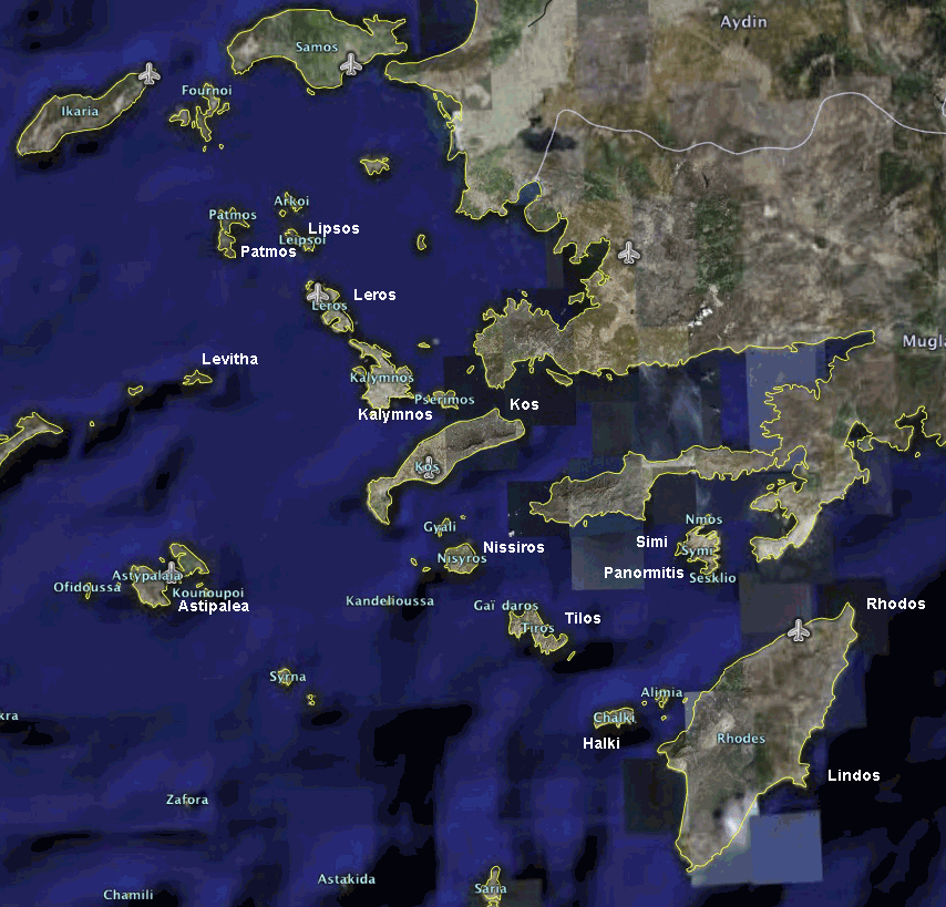 zeekaart Dodecanesos