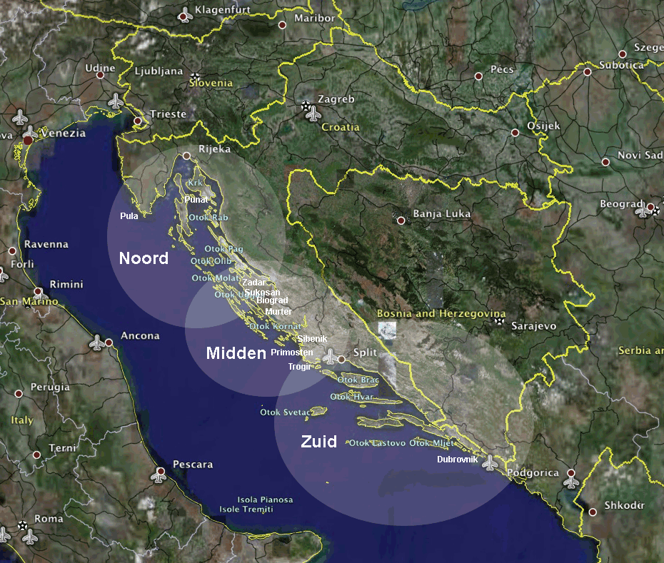 flottieljezeilen: zeekaart Kroatië