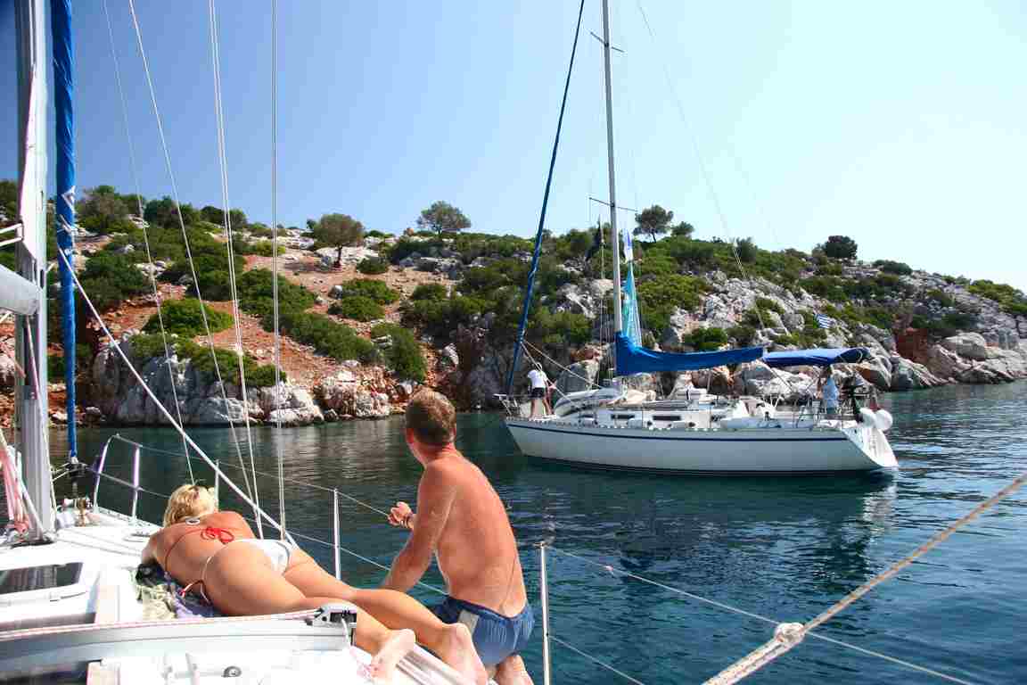 flottielje Griekenland-zonnen aan dek
